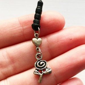 Silver & gold flower cell phone dust plug charm